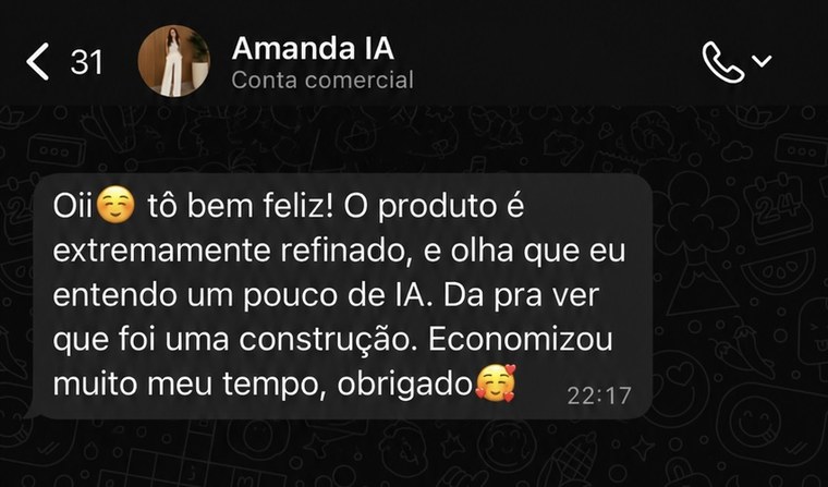 Depoimento da Amanda no WhatsApp