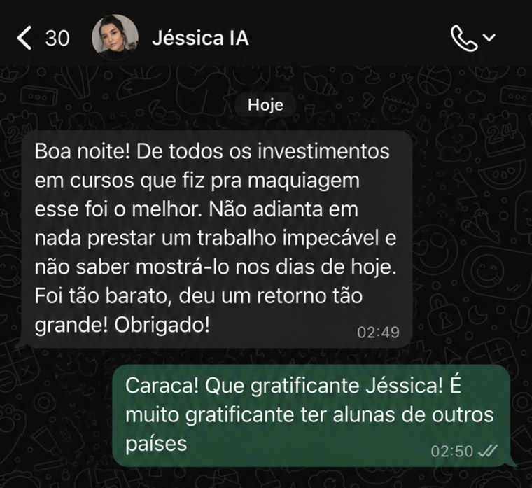 Depoimento da Jéssica no WhatsApp