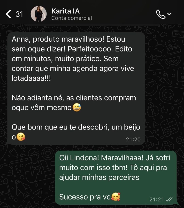 Depoimento da Karita no WhatsApp
