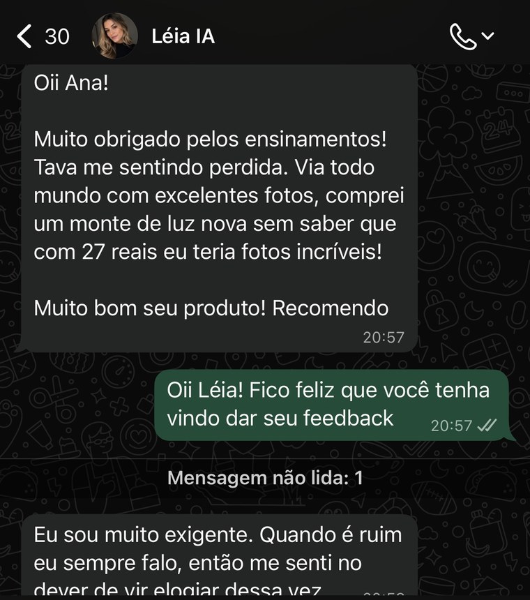 Depoimento da Léia no WhatsApp